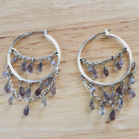 Etsy Vintage Silver Tone/Purple Chandelier Earrings - Picture 7 of 12